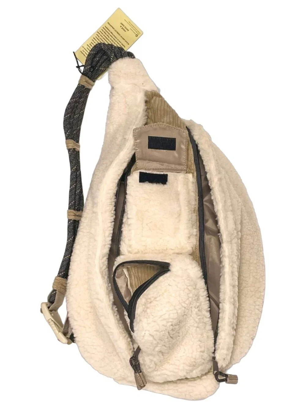 KAVU Rope Snug Bag Pebble Beach Sherpa Corduroy Sling Backpack Crossbody NWT